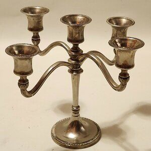 Vintage Silver 5-Arm Candelabra Candle Holder  7"